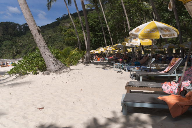 Sun loungers at Freedom Beach