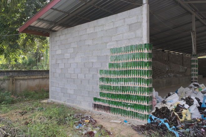 Wall with bottles